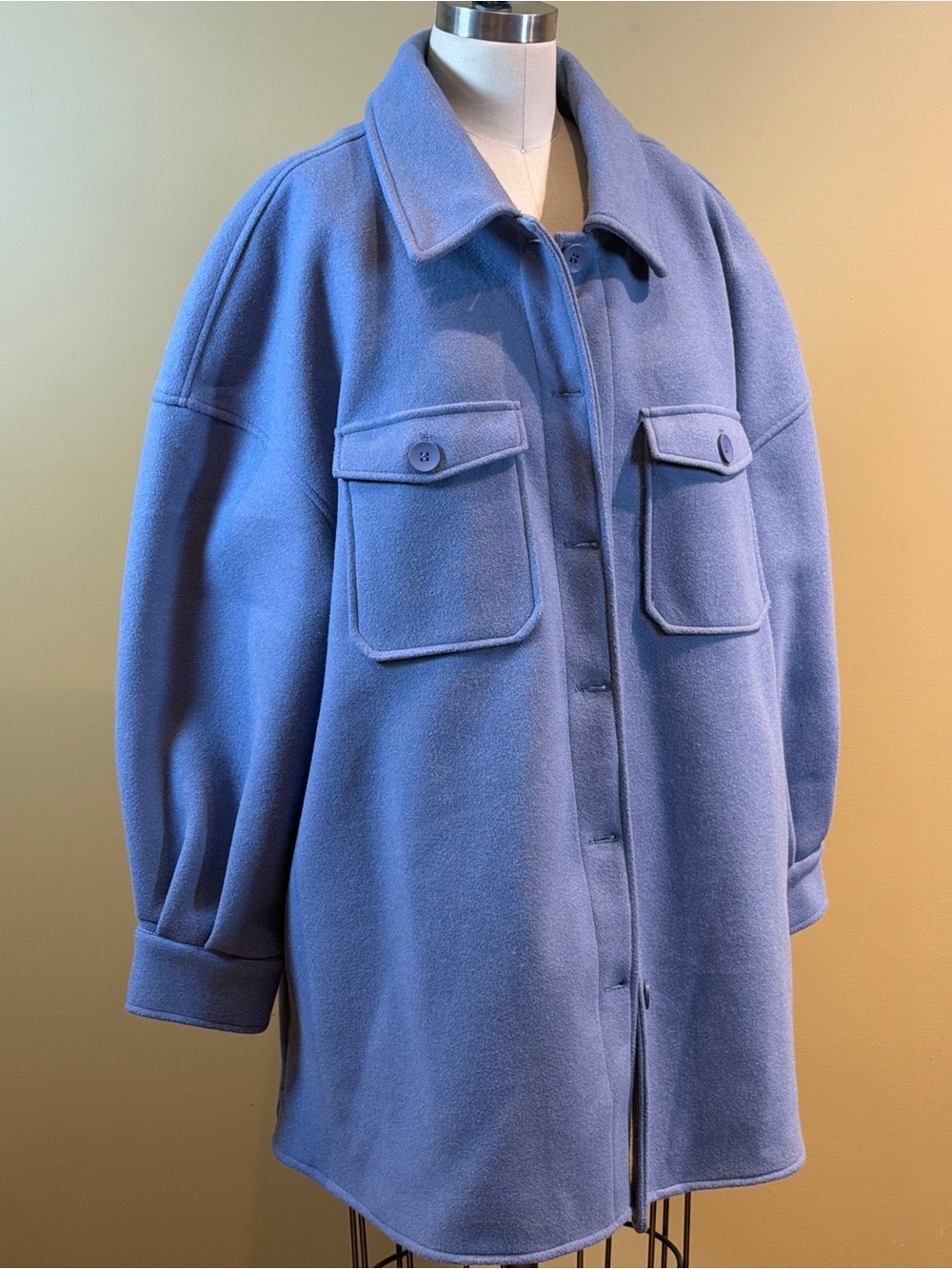 Avec Les Filles Blue Button Front Lined Collared Shacket Jacket Women's XXL